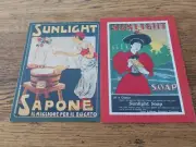 2 LARGE SUNLIGHT SOAP 1885-1985 CENTENARY FOLDER ADVERTISING CARDS
