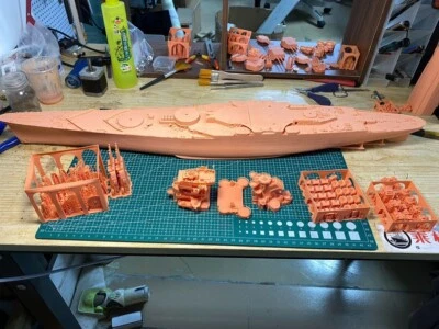 3D Printed 1/350 French Jean Bart Battleship (waterline/full hull) model kit