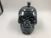 10 Strawberry Street Ceramic 8in Iridescent Black Skull Canister CC02B59001