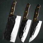 Cleaver Chopping Knife Set Handmade Forged Steel Wood Handle Hammered Butcher XL