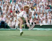 Boris Becker of West Germany in action at Wimbledon, circa June 1 - Old Photo 2