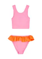 Hunza G Kids Olive Seersucker Bikini (7-12 Years) - Pink - One Size ONE SIZE