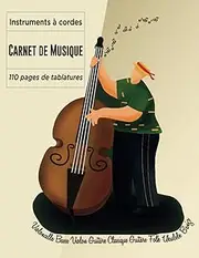 Carnet de Musique Instruments à Cordes 110 Pages de Tablatures Violoncelle Basse Violon Guitare Classique Guitare Folk Ukulele Banjo: Papier à musique ... de notes pour musiciens - Papier à musique A4