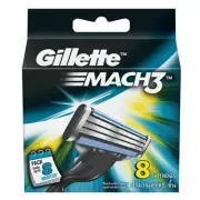 Gillette Mach3 Cartridges Shaving Blades Refills For Razor (8 Cartridges)