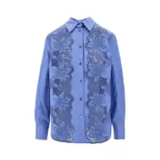 [P.A.R.O.S.H.] P. A.R. O.S. H. Poplin shirt with lace inserts Woman L L Blue