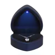 Heart Shaped Pendant Necklace Box Jewelry Gift Box w/ Light for Proposal Wedding