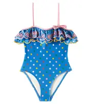 [Zimmermann Kids] Zimmermann Kids Everley embroidered polka-dot swimsuit Y 12 blue