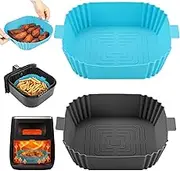 Silicone Air Fryer Liners, (Pack of 2) - Premium Food-Grade, Food Safe Air Fryers Oven Accessories, BPA-Free, Silicone Reusable Liners Square