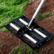 Lawn Leveling Rake with Aluminum Rollers, 17"x10" Levelawn Tool, Heavy-Duty S...