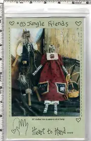 "Jungle Friends" 20" ©1995 Heart to Hand Dollmaking Craft Pattern #83 Lion Zebra