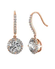 Genevive 14K Rose Gold Vermeil CZ Earrings