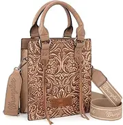 [Wrangler] Mini Tote Bag for Women Tooling Top Handle Handbag and Small Crossbody Bag