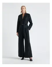 [Cue] Viscose Blend Collared Jumpsuit in Black