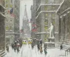 Guy Wiggins : Wall Street and Trinity Church, Winter : 1935 : Archival Art Print