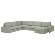 KIVIK corner sofa, 6-seat w chaise longue, Gunnared light green