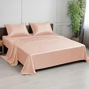 LINENWALAS Organic Bamboo Sheets Set 4 PC - 100% Natural Softest Coolest Bedding (King, Rose Gold)