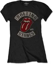 [The Rolling Stones] Rolling Stones 'Tongue Patch 1978' (Black) Womens Fitted T-Shirt