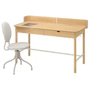 RIDSPÖ / BJÖRKBERGET desk and chair, oak beige