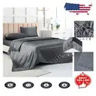 Opulent Satin Bed Sheets Set - 4 Piece California King in Luxurious Dark Grey