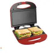 Bene Casa - Red Nonstick Flat Grill Sandwich Maker - Includes Cool-touch Hand...