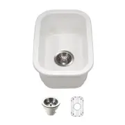 Houzer PTB-1318 WH-C Fireclay Undermount 13-Inch Rectangular Bar Sink