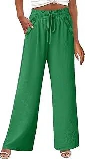 [Generic] Flare Stretchy Pants for Women Leg Pants Drawstring Elastic Waist High Waisted Casual Beach Trousers Running Track
