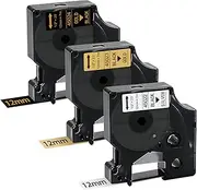 BOYEEZON 3Pack Compatible for DYMO D1 12mm Label Tape 45022 45023 Black on Silver Gold 45024 Gold on Black Multicolor Tape Use for DYMO LabelManager 100 120P 150 160 200 210D, 1/2"(12mm) x 23'(Feet)