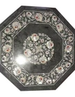 15" Green Marble Coffee corner side Table Top Marquetry Multi Stone Inlay Work