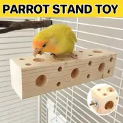 Bird Chewing Toy Parrot Wood Stand Station Stick Drilling Play Toy for Pet Birds