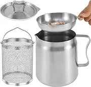 QIXIAOTOUQI Oil Filter Pot,2L Stainless Steel Oil Strainer Pot with Lid Fine Mesh Strainer Oil Storage Can Bacon Grease Container,Multi-Functional Oil Filter Tank for Kitchen Cooking Oil Filter Pot