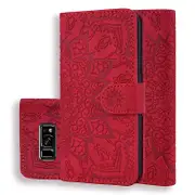 Wallet Case For Samsung Galaxy S8 Premium PU Leather Flip Cover Mandala Red