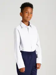 Boys Long Sleeve School Shirt - White 8 WHITE (SOLID)