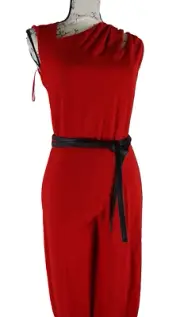Escada Women's Jumpsuit Size 34 Back Zip Red NWT 4 US Belted Romper $1150 Fun