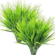 YUEJIA 8 Pcs Artificial Outdoor Plants, Fake Plastic Greenery Shrubs Wheat Grass Outdoor Window Box Verandah Hanging Planter Indoor Outside Home Garden Office Wedding Decor