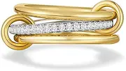 [BRAYEG] 14K Gold Plated Stackable Rings,3 CZ Cubic Zirconia Ring Set,Silver & Gold Stacking Rings, Multi-Link Connected,Statement Interlocking Band for Women, Hypoallergenic, Non Tarnish wedding ring