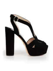 Black Suede Platform Strap Heels