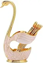 Coffee Spoon Stand, Swan Spoon Holder, Decorative Swan Base Holder Metal Coffee Dessert Dinner Set Teaspoon Fruit Dessert Flatware Swan Base Holder Coffee Spoon Holder (Golden white)