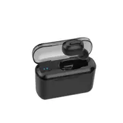 Wireless Bluetooth Stereo Earphone In-Ear Invisible Headsets 2200 Mah Charging Bin + Black Headphones