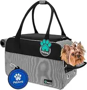 PetAmi Airline Approved Dog Purse Carrier | Soft-Sided Pet Carrier for Small Cat Dog | Stylish Pet Tote Handbag (Stripe Black)