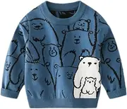 [HUAER&] Baby Boys Girls Knit Sweater Unisex Cotton Cartoon Animal Pullover Sweatshirt