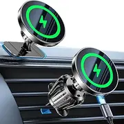 Kaistyle for MagSafe Car Mount Charger【Stronger Magnets】 iPhone Magnetic Wireless Car Charger【Dashboard+Vent】 for Magsafe Charger Cell Phone Car Mount for iPhone 16 Pro Max 15 14 13 12 MagSafe Cases