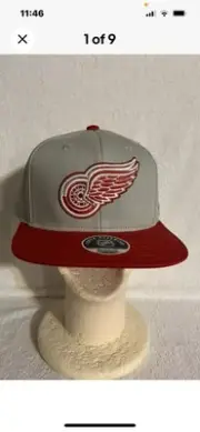 Detroit Red Wings Hat Boys One Size Gray Red Snap Back Cap Kids Reebok FLAW