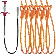 FL-WITHYOU Hair Drain Clog Remover Tool, 35inch Drain Cleaner Sticks to Drain Hair Clog for Remover,Drain Hair Remover Tool for Sewer, Toilet, Kitchen Sink, Bathroom Tub (6+1) (35inch)