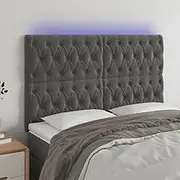 Bed Headboard LED, Beds Head Frame LED Headboard Dark Grey 160 cm Velvet