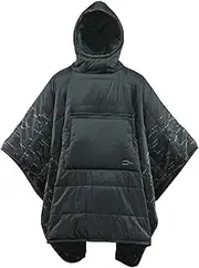 THERMAREST 30250 Hooded Blanket, Honcho Poncho, Outdoor, Camping, 78.7 x 56.9 inches (200 x 142 cm), Black Forest