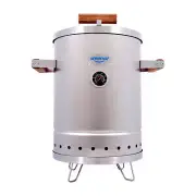 Universal 6Pound Stainless Steel Charcoal Barrel Smoker w/ Thermometer & Airlock
