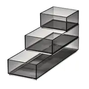 3pc iDesign Stack & Slide Cosmetic Storage Makeup Organisers Smoke/Matte Black