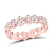 10k Rose Gold Round Diamond XOXO Stackable Band Ring 1/2 Cttw