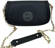 NWT Tory Burch Amanda Clutch Black Leather Cross Body Bag $350