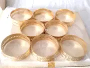Set of 8 Vintage Brass Filigreed Reticulated Napkin Rings